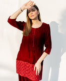 Scarlet Crisscross (Farshi Shalwar suit)