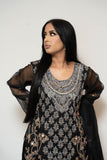 Black Heavy Embellished Organza