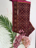 Velvet embroidered shawl