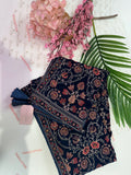 Velvet embroidered shawl teal blue