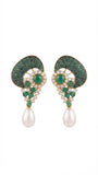 Emerald Crescent Drop Earrings