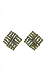 Emerald Lattice Sqaure Studs