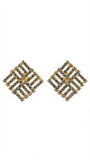 Black Crystal Lattice Square Studs