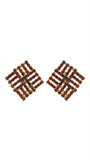 Garnet Lattice Square Studs
