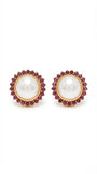 Ruby Halo Pearl Studs