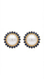 Sapphire Halo Pearl Studs