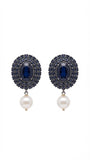 Midnight Sapphire & Pearl Drop Earrings