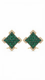 Emerald Pavé Diamond-Square Studs