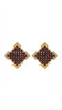 Garnet Pavé Diamond-Square Studs