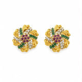 Regal Floral Multi-Gem Earrings