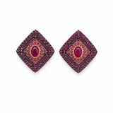 Ruby Medallion Diamond-Frame Studs