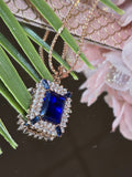 Square Blue Sapphire Pendant