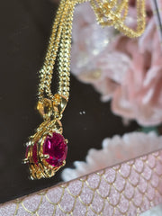 Gold Tourmaline Drop Pendant