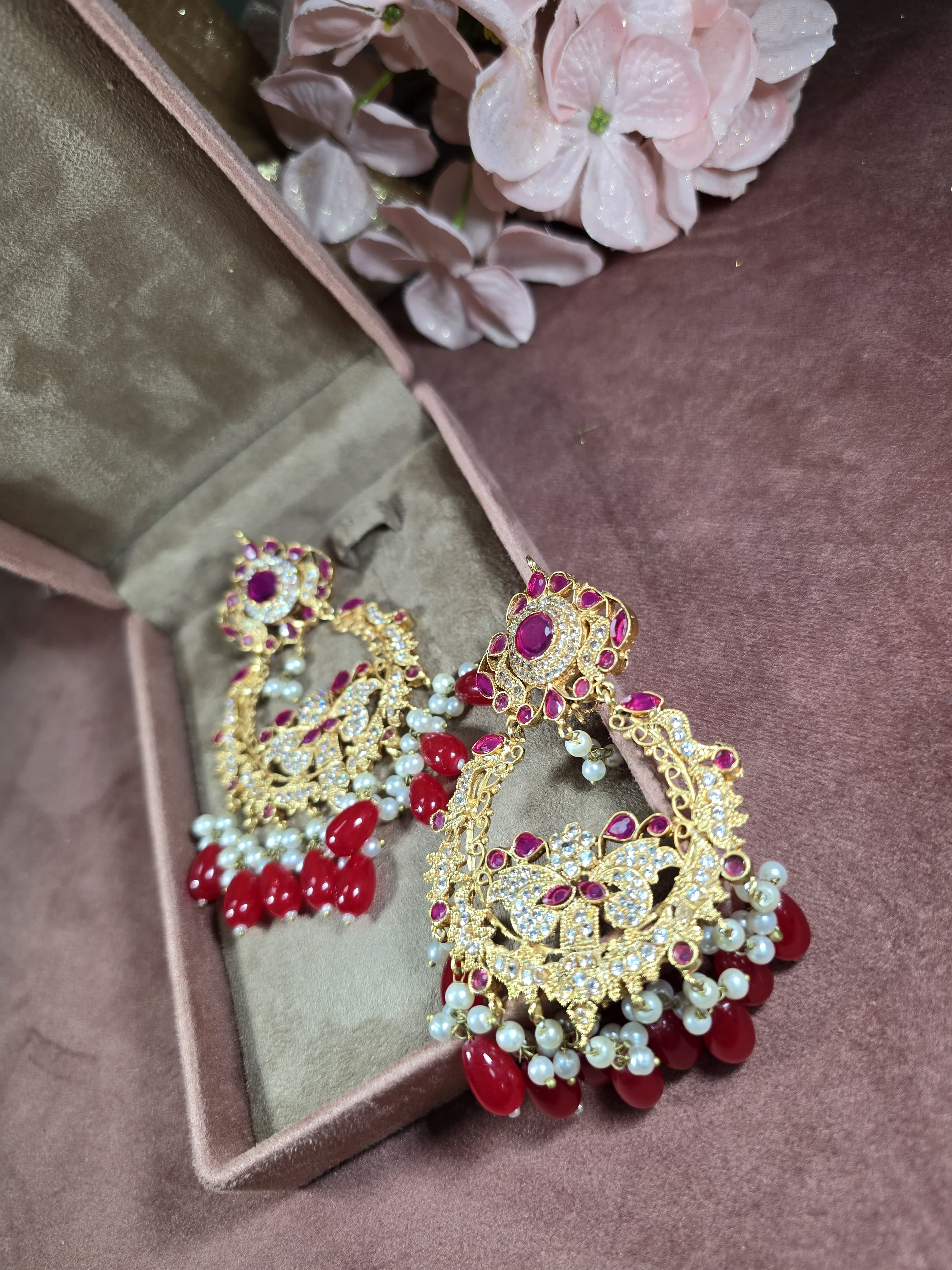 Ruby Dangle Earrings – pearlsandpetalsuk
