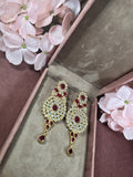 White Rose Garnet Drop Earrings