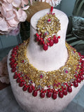 Golden Garnet Bridal Necklace Set