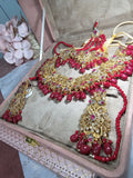 Golden Garnet Bridal Necklace Set