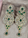 Green Majesty Chandbali Earrings