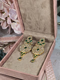 Green Majesty Chandbali Earrings