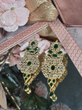 Green Majesty Chandbali Earrings