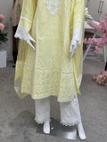 Lemon Chikankari Kurta dupatta