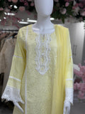 Lemon Chikankari Kurta dupatta