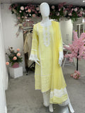 Lemon Chikankari Kurta dupatta