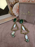 Emerald and Pearl Sparkle Earrings