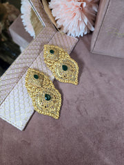 Golden Emerald Drop Earrings