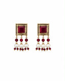 Ruby Square Pearl Fringe Drops
