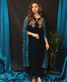 Fancy net velvet outfit teal