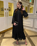 Black paisley lace net two piece outfit