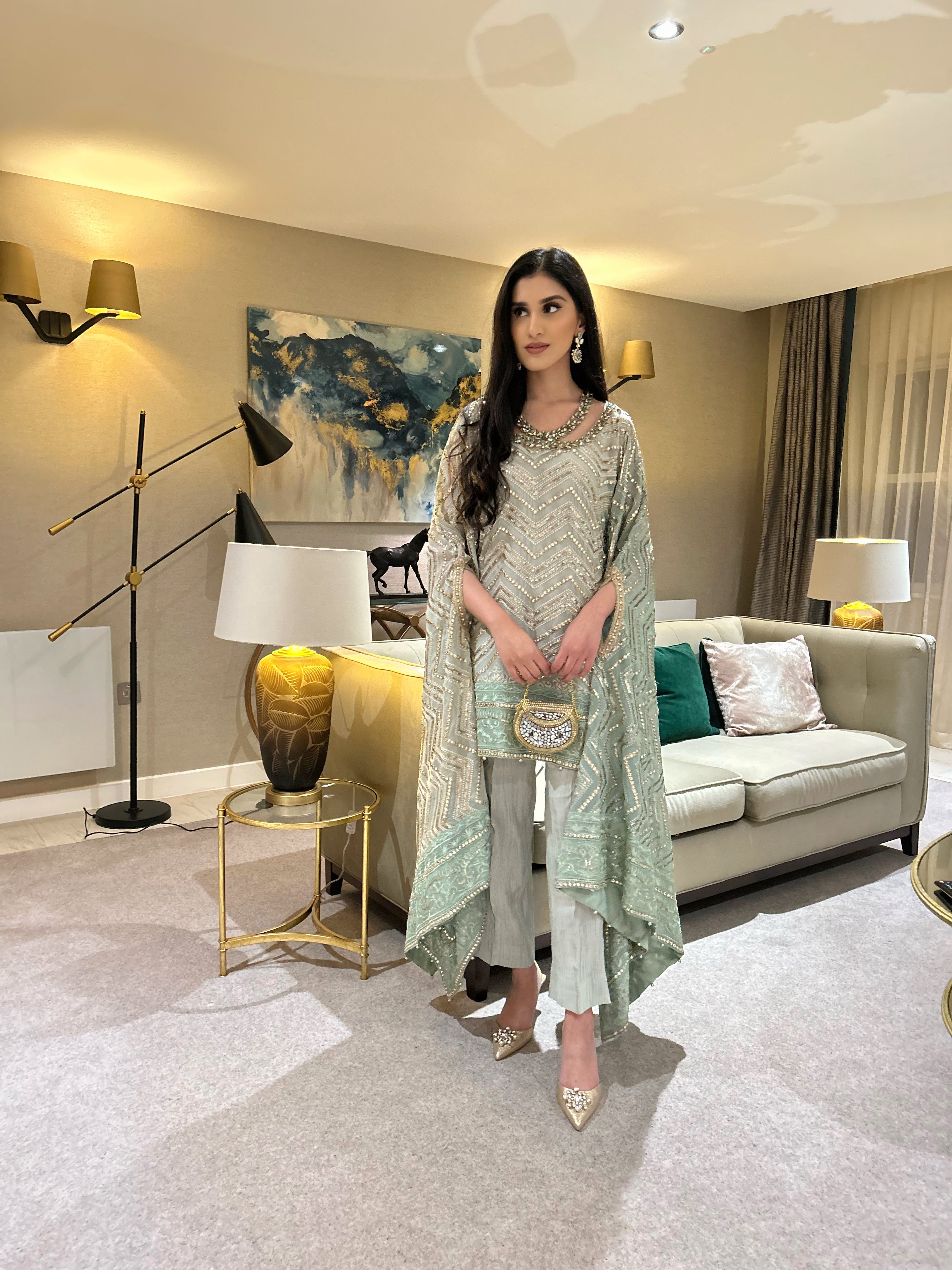 cape dress designs pakistani Pakistani Cape Dress