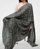 Kaani silk shawl black grey pallet