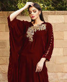 Maroon velvet kaftan (2 pcs)