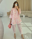 Lawn Printed Co-ord Set (Pink Floral)