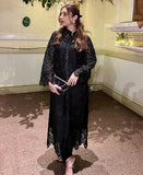 Black paisley lace net two piece outfit