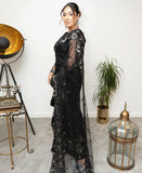 Black Net Saree