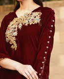 Maroon velvet kaftan (2 pcs)