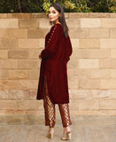 Maroon velvet kaftan (2 pcs)