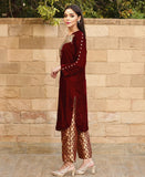 Maroon velvet kaftan (2 pcs)