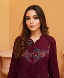 Garnet, three piece Embroided Trouser Shirt