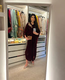 Maroon Gold Velvet Kaftan