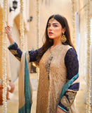 Beige angrakha dress in peacock shades