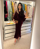 Maroon Gold Velvet Kaftan