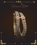 Pink flower stoned bangles