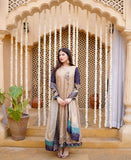 Beige angrakha dress in peacock shades