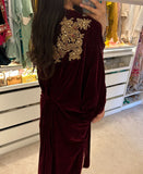 Maroon Gold Velvet Kaftan